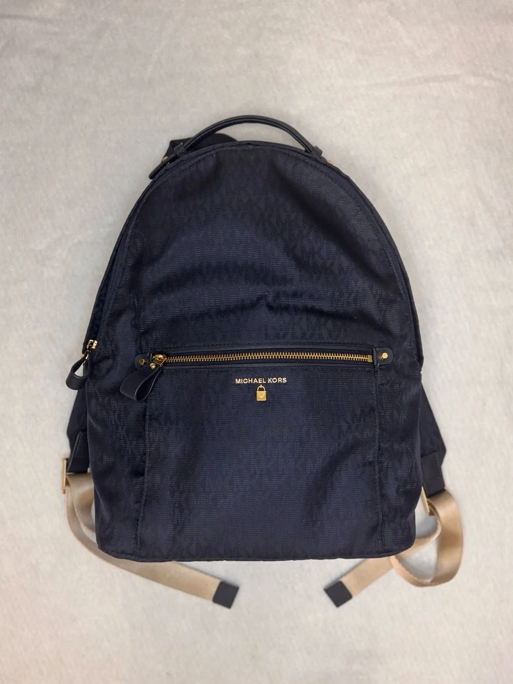 Michael Kors Navy Backpack with Gold Hardware
